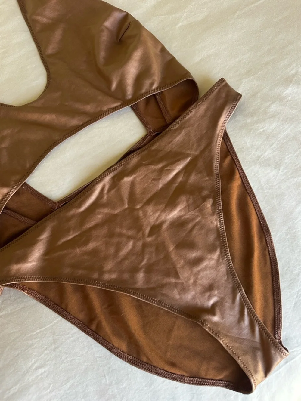 Skims Wet Jersey Cutout One Piece Swimsuit Bodysuit Copper 2XL NWT